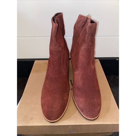 Crevo Mid Calf Brick Red Suede Leather Boots Size 8.5 NWB - Picture 2 of 8